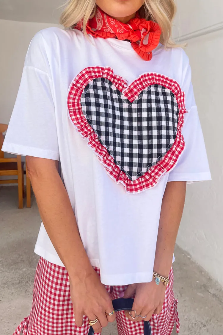 Gingham Heart Boxy T Shirt