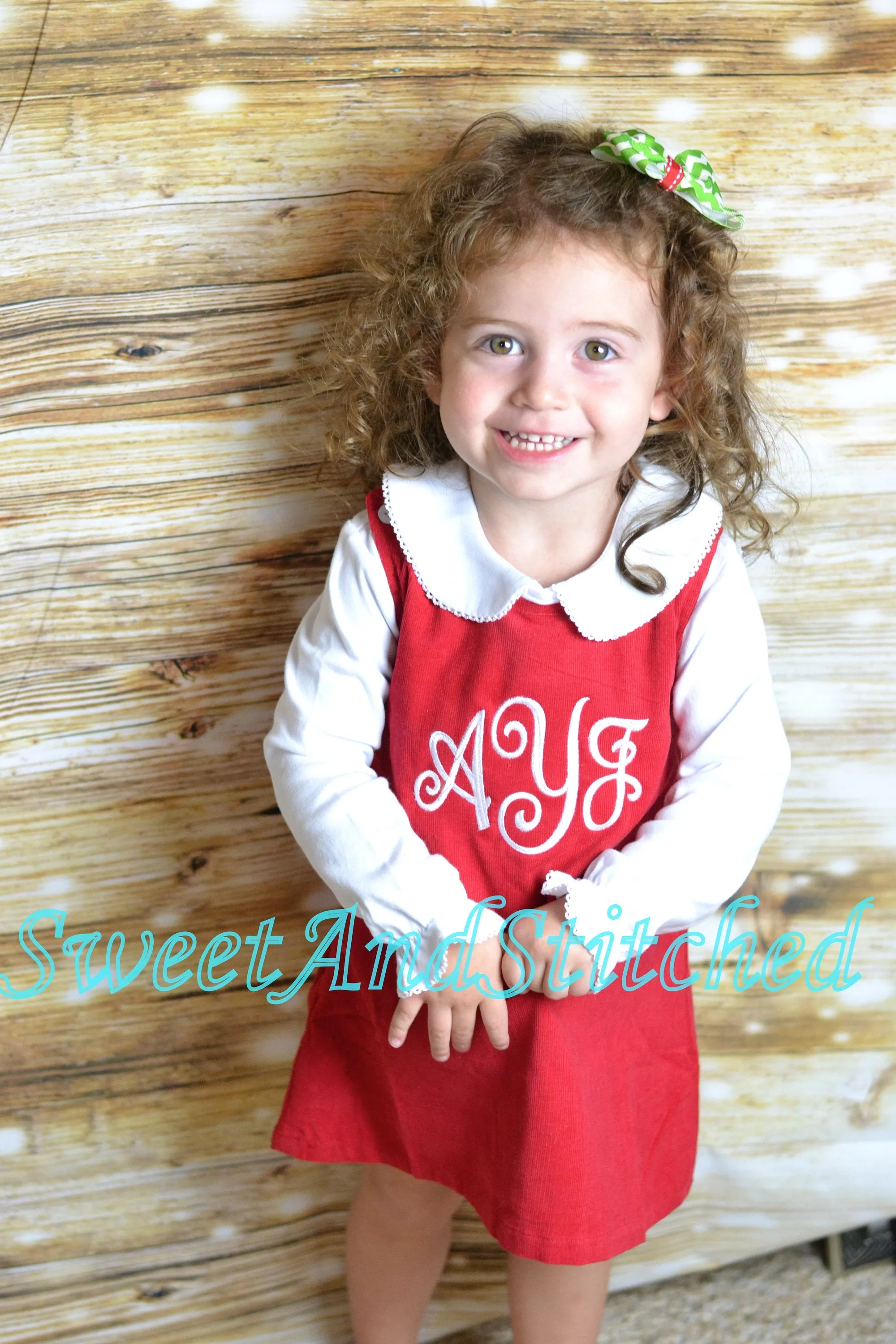 Girls Reindeer dress - Monogrammed Christmas Dress - Corduroy Christmas jumper dress - baby girl christmas outfit