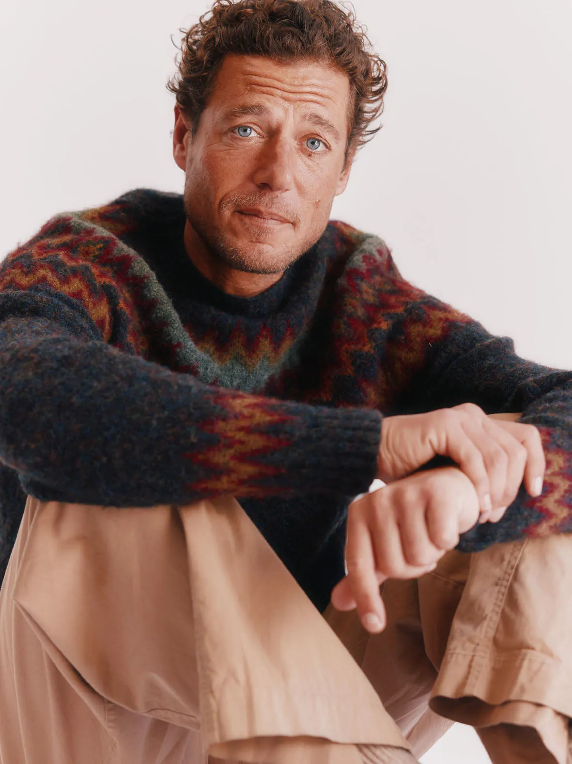 Glacier Brushed Fairisle Yoke Lambswool Sweater - Midnight Black