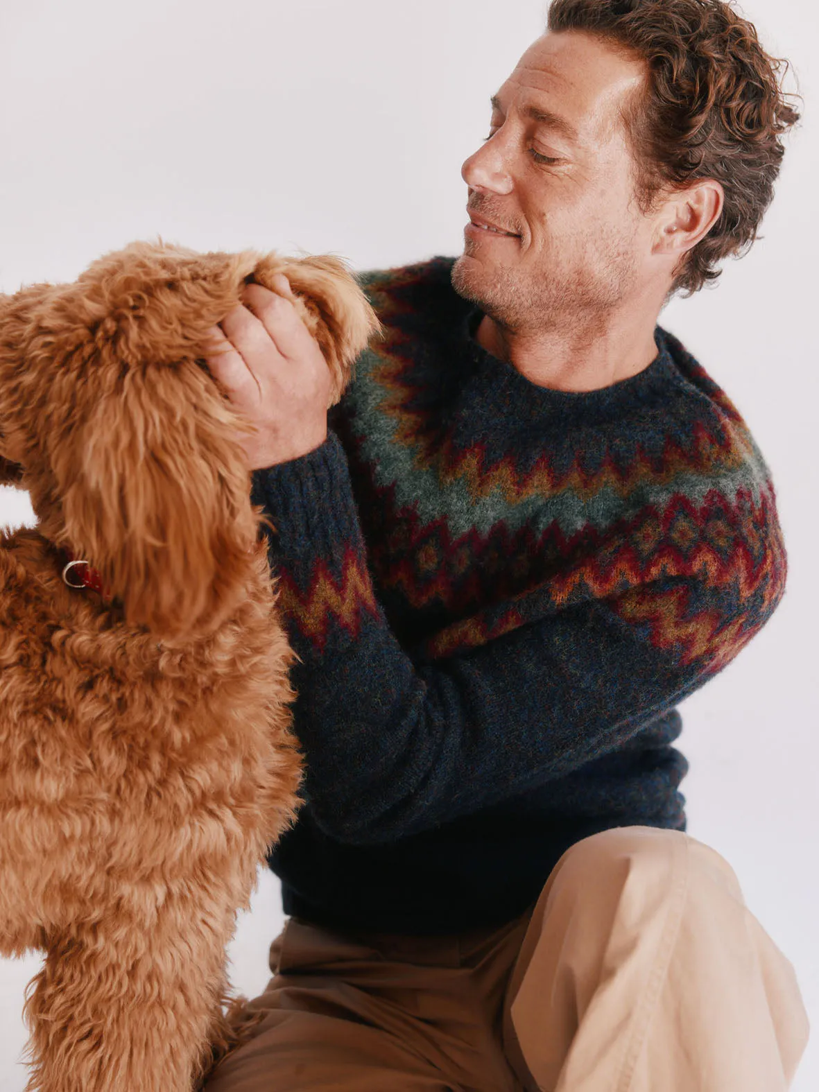 Glacier Brushed Fairisle Yoke Lambswool Sweater - Midnight Black