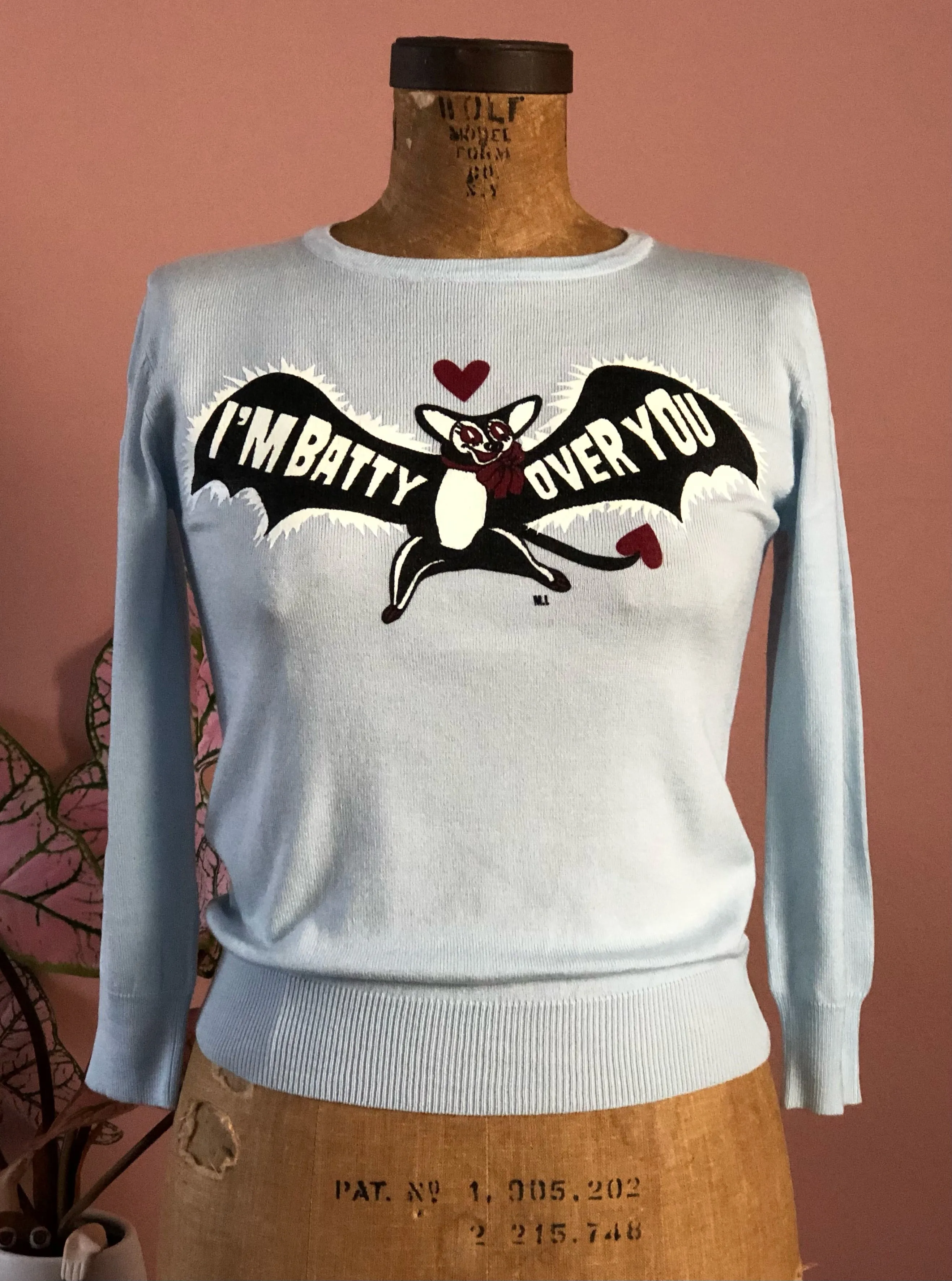 GLOW IN THE DARK I'M BATTY OVER YOU SWEATER *BABY BLUE