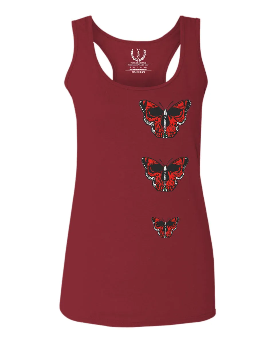 Graphic Cool Till Death Flower Skull Primitives Butterfly Vibes Floral  women's Tank Top sleeveless Racerback
