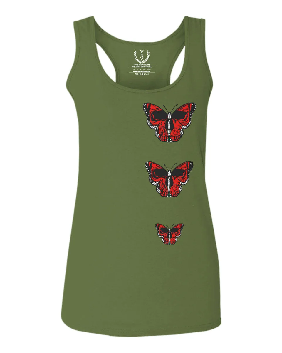 Graphic Cool Till Death Flower Skull Primitives Butterfly Vibes Floral  women's Tank Top sleeveless Racerback