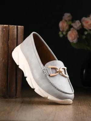 Gray Buckled Sneakers
