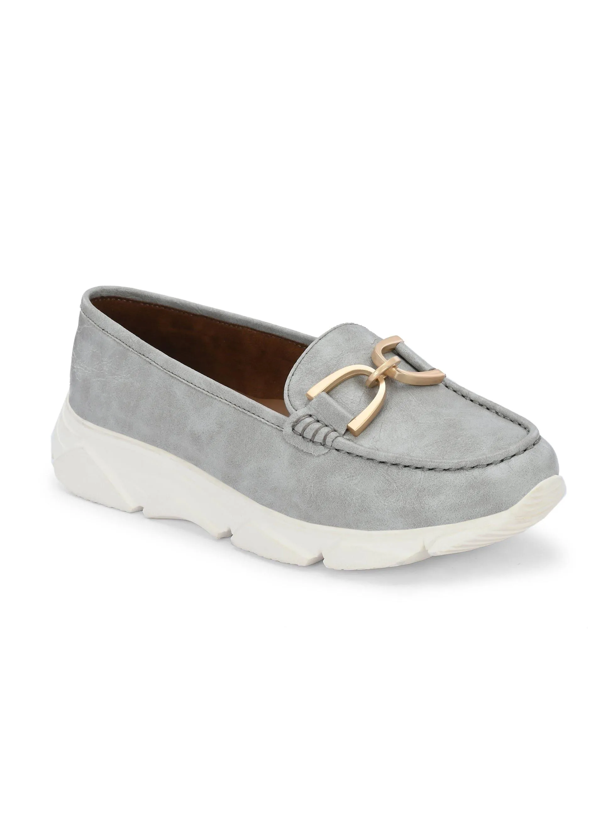 Gray Buckled Sneakers