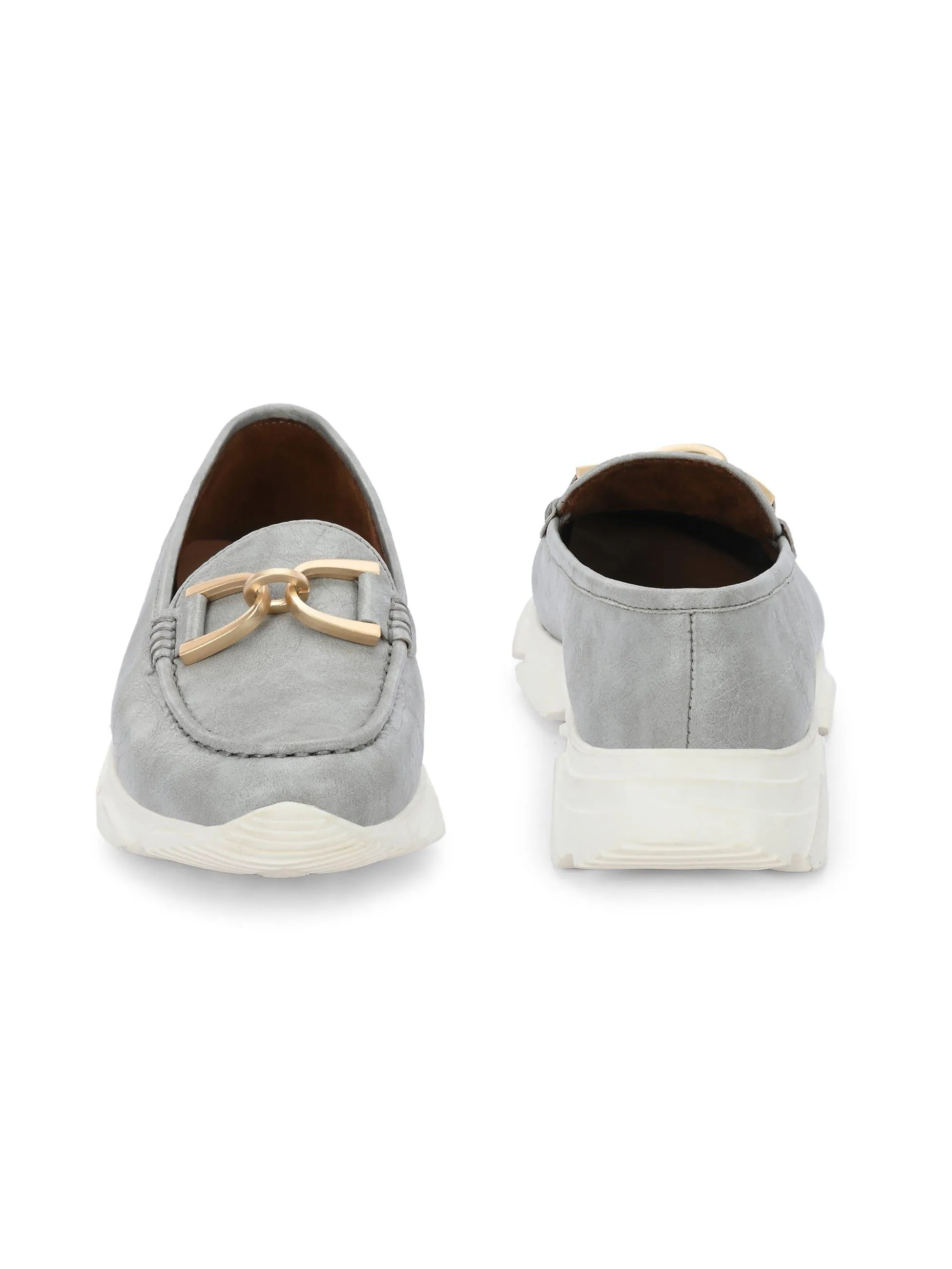 Gray Buckled Sneakers
