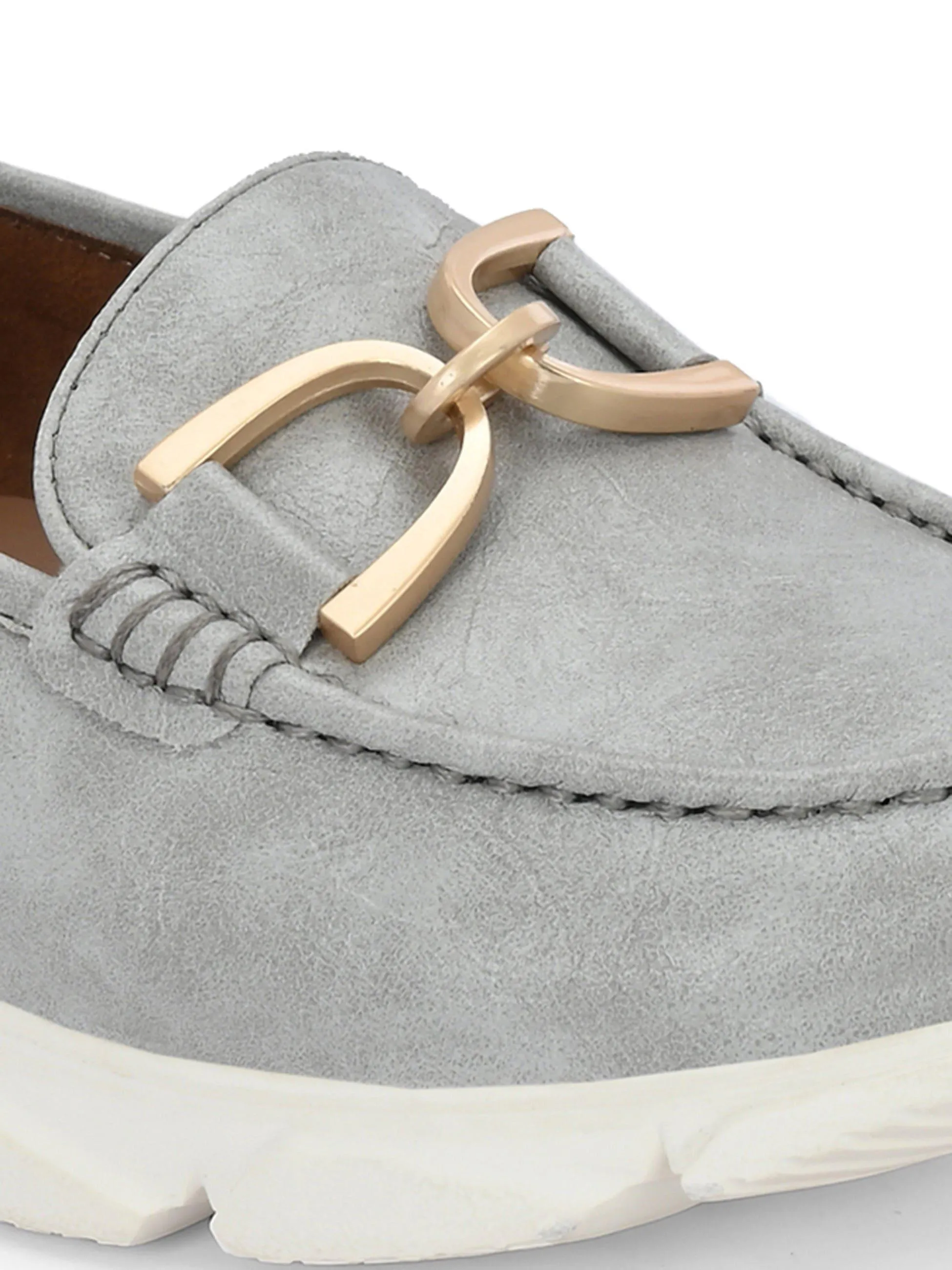 Gray Buckled Sneakers