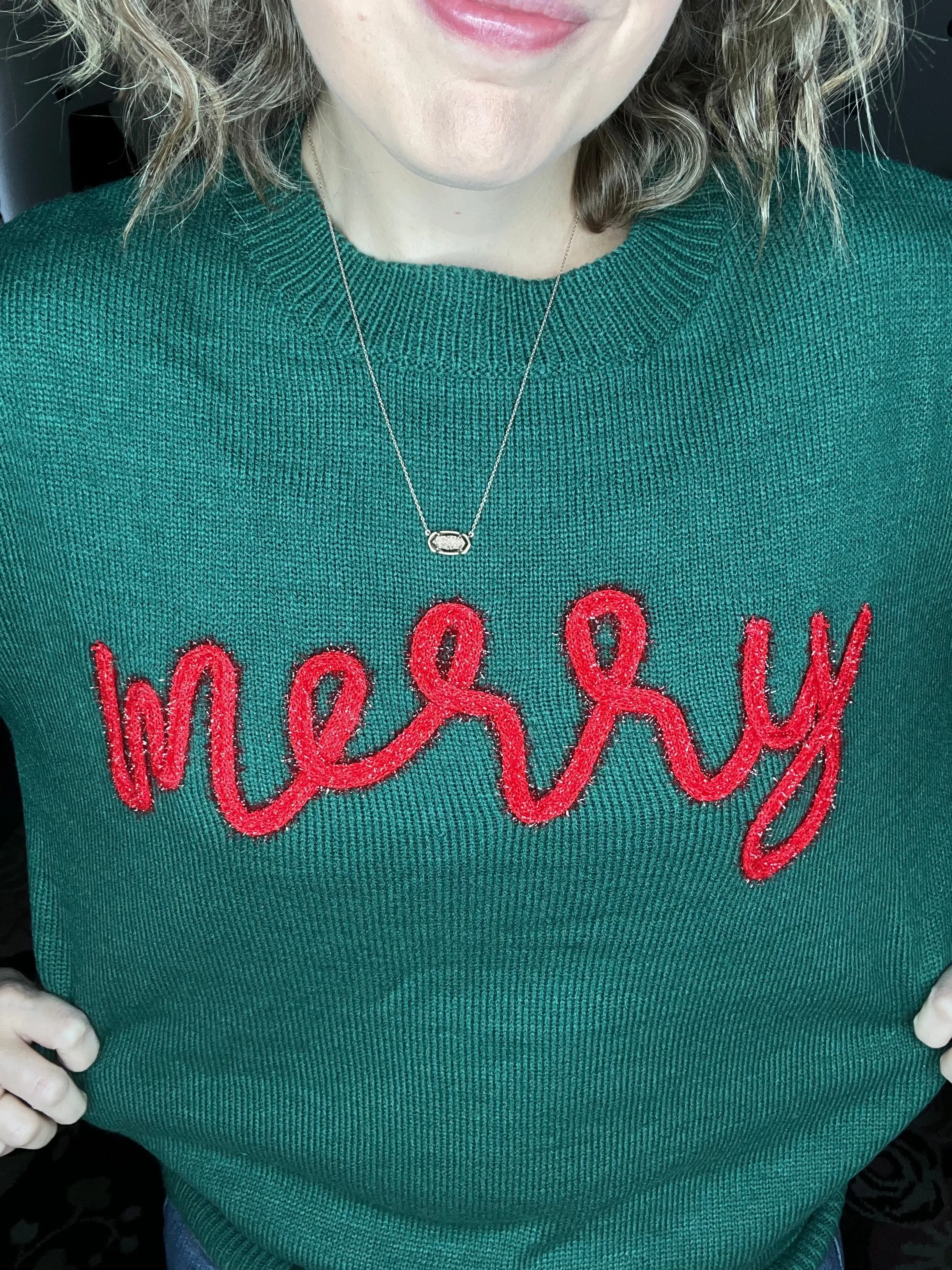 Green MERRY Sweater