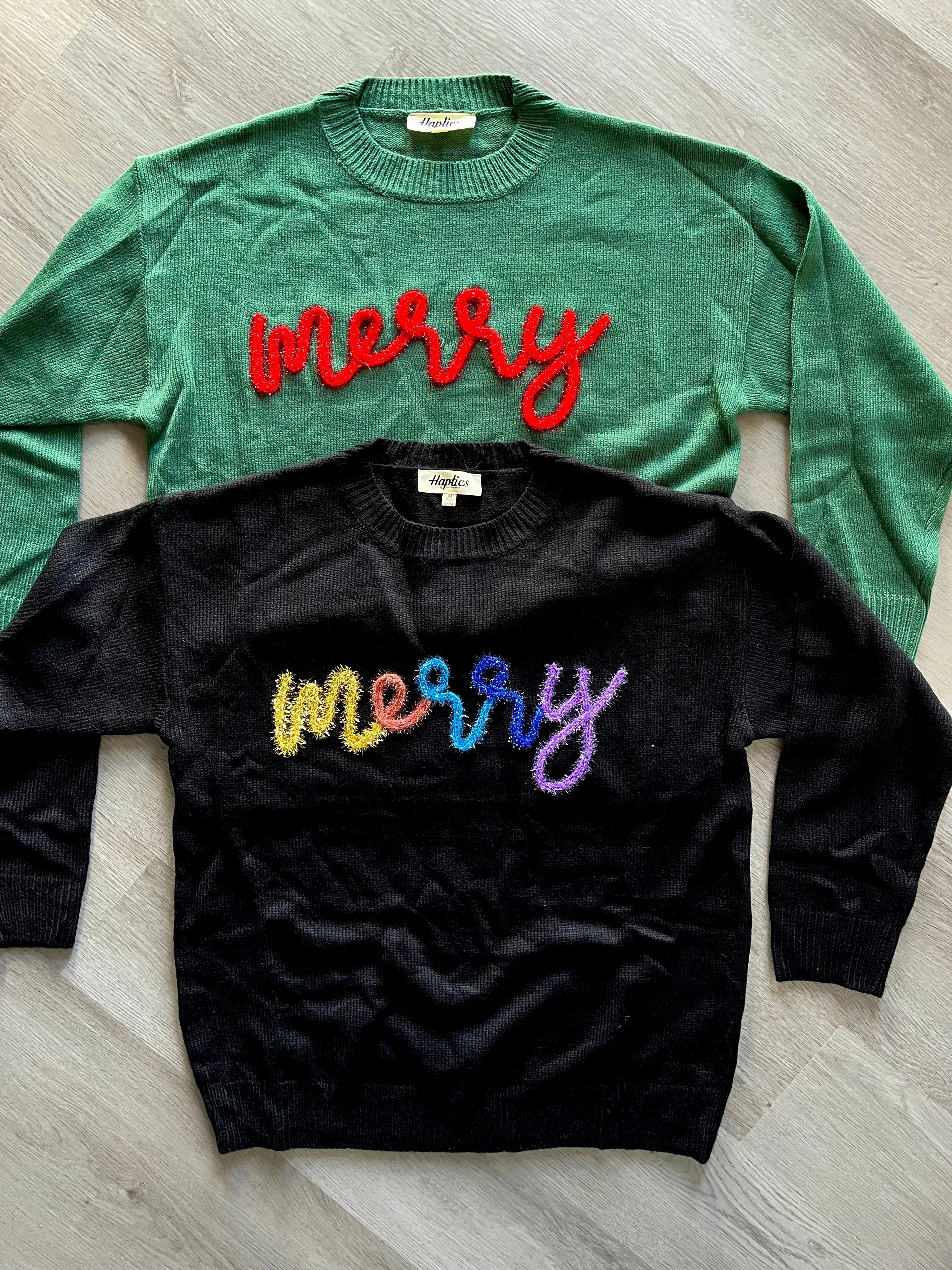 Green MERRY Sweater