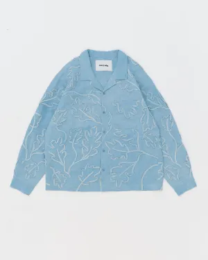Greetings Shirt LS - Blue Leaf Ribbon