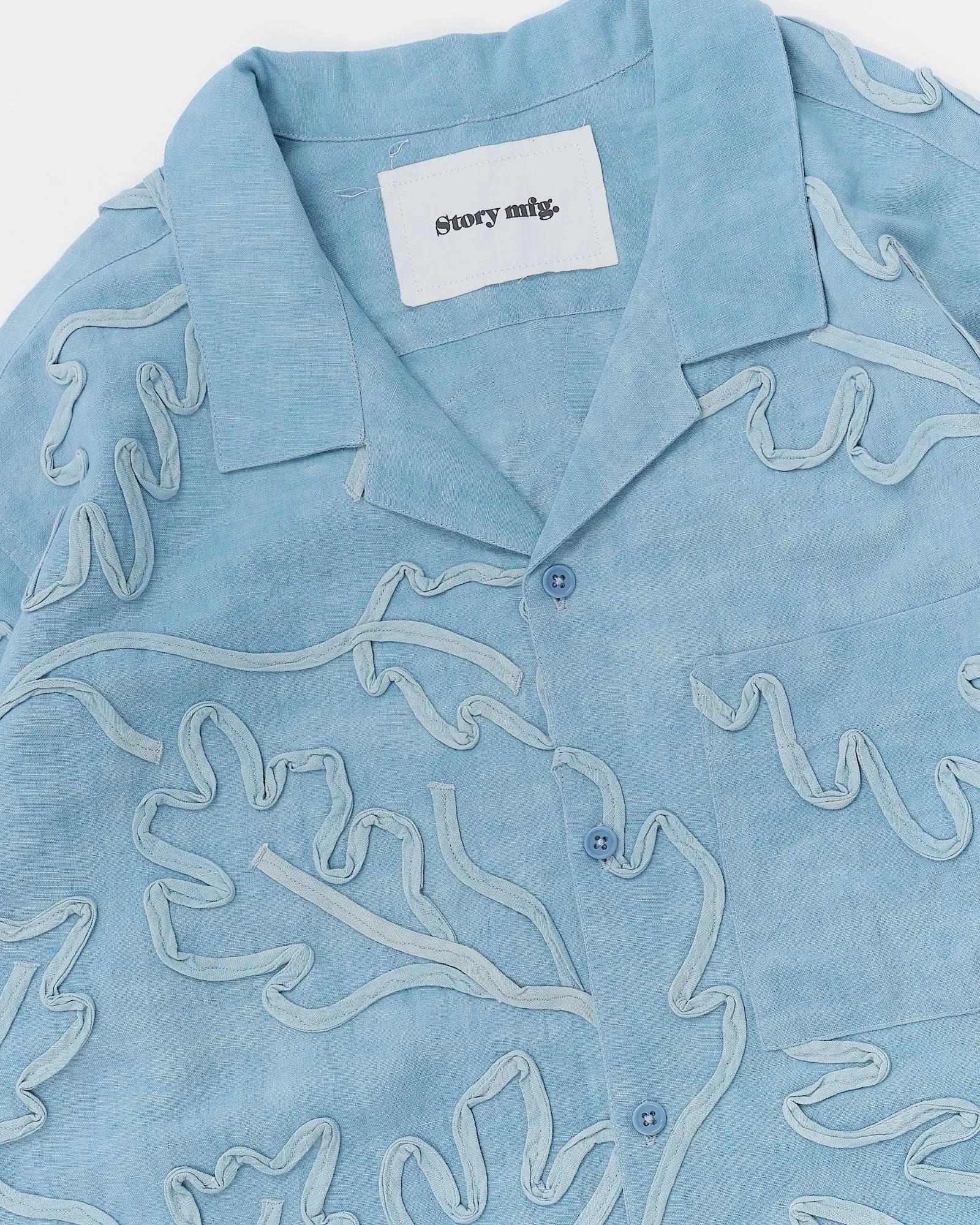 Greetings Shirt LS - Blue Leaf Ribbon