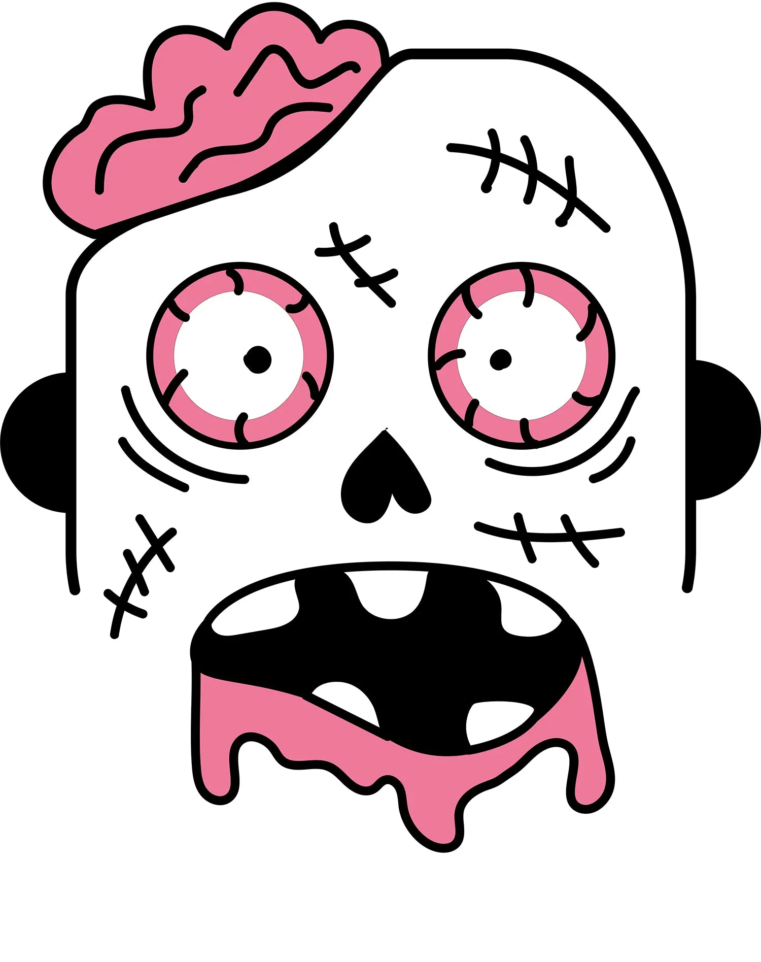 Halloween Horror Cute Zombie Brains Urban Stencil Official Men's T-shirt