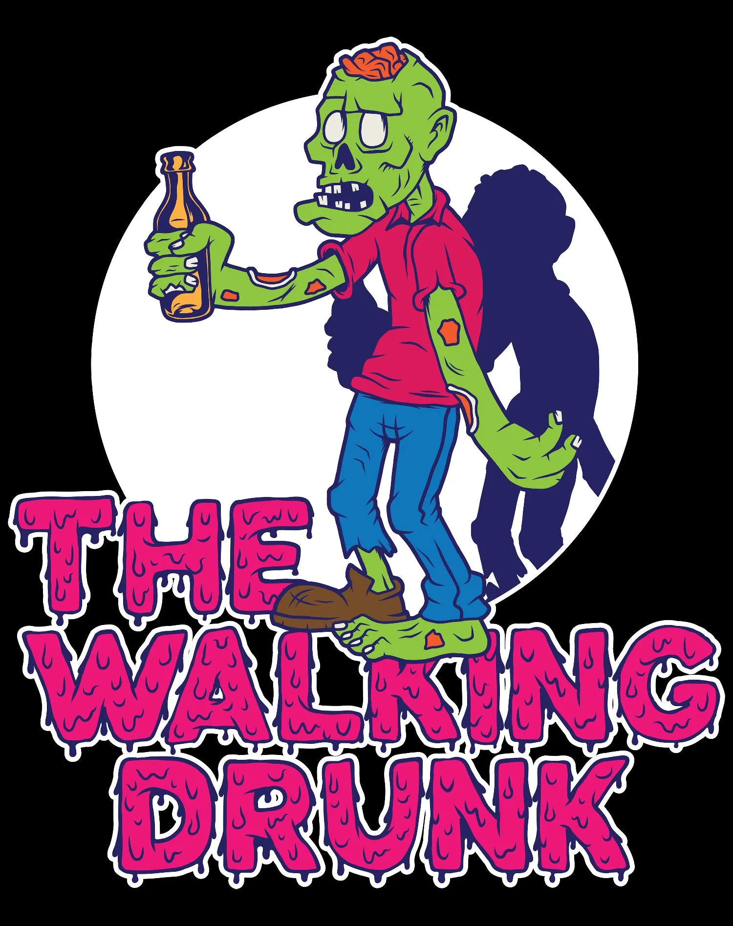 Halloween Horror The Walking Drunk Booze Funny Comic Gag Official Men's T-shirt