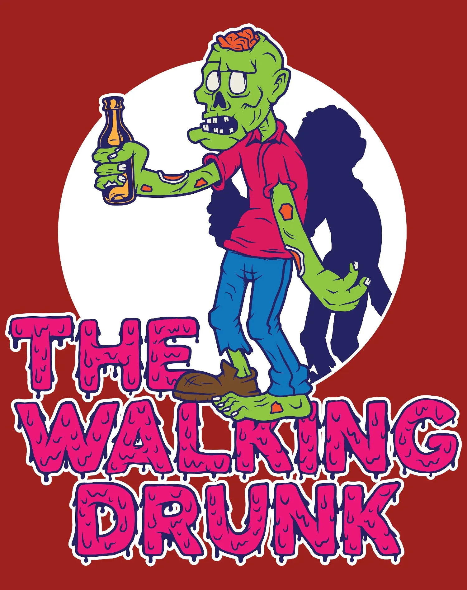 Halloween Horror The Walking Drunk Booze Funny Comic Gag Official Men's T-shirt
