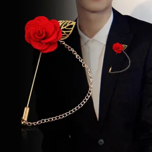 Handmade Leaf Vintage Brooch with Flower Chain 5pcs
