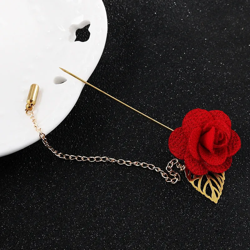 Handmade Leaf Vintage Brooch with Flower Chain 5pcs