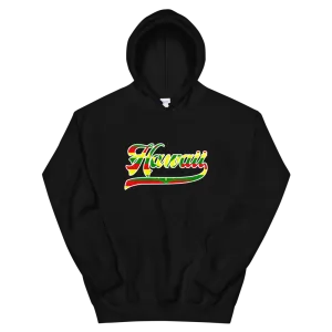 Hawaii Script ~ Flag with White Border *ADULT HOODIE*