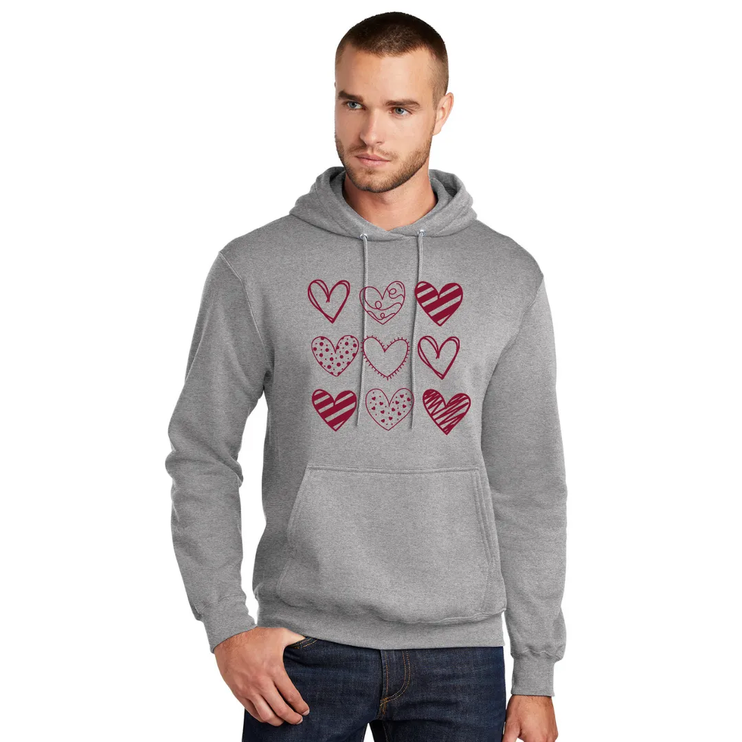 Hearts Pullover Hooded Sweatshirt