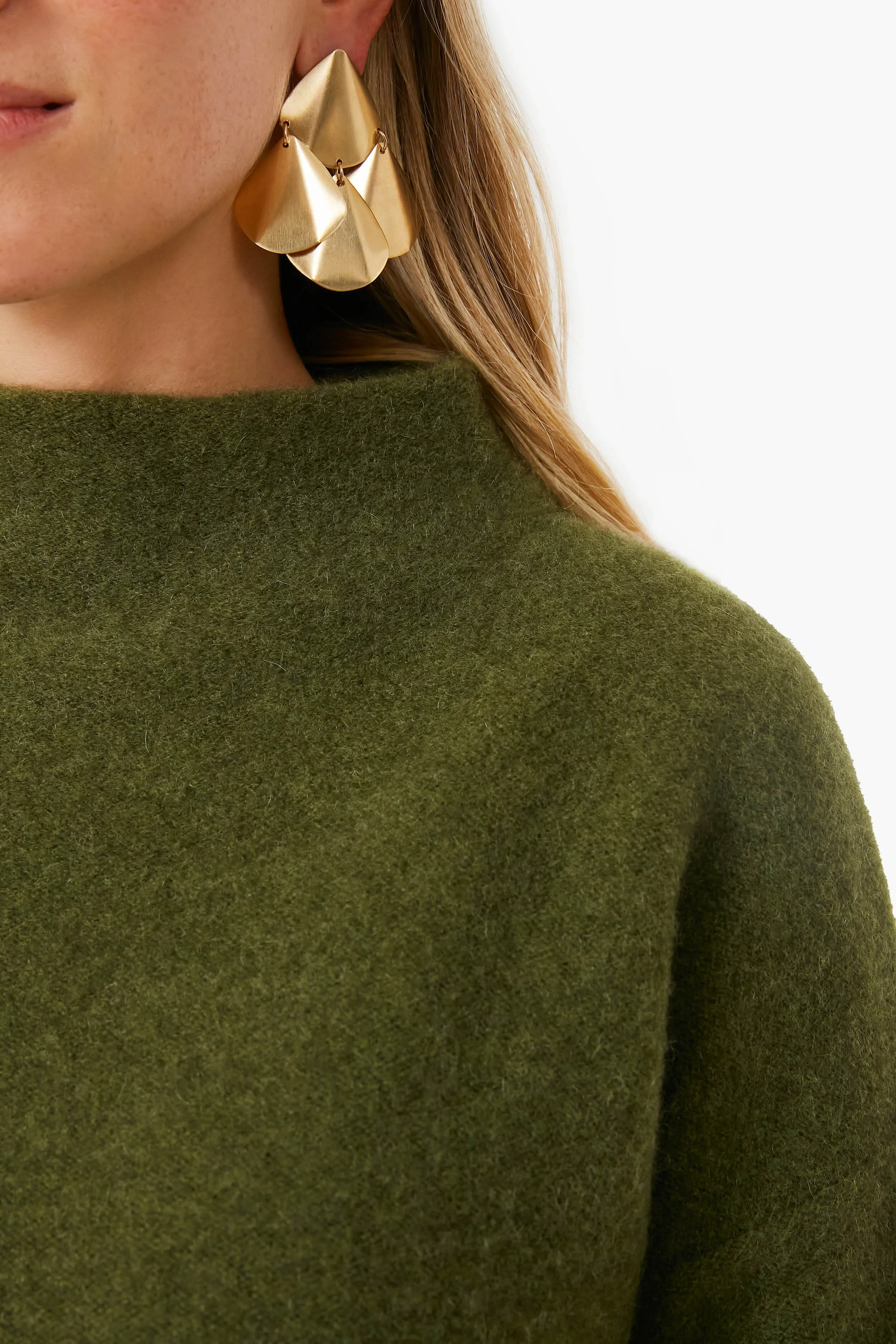 Heather Bay Leaf Funnel Neck Sweater