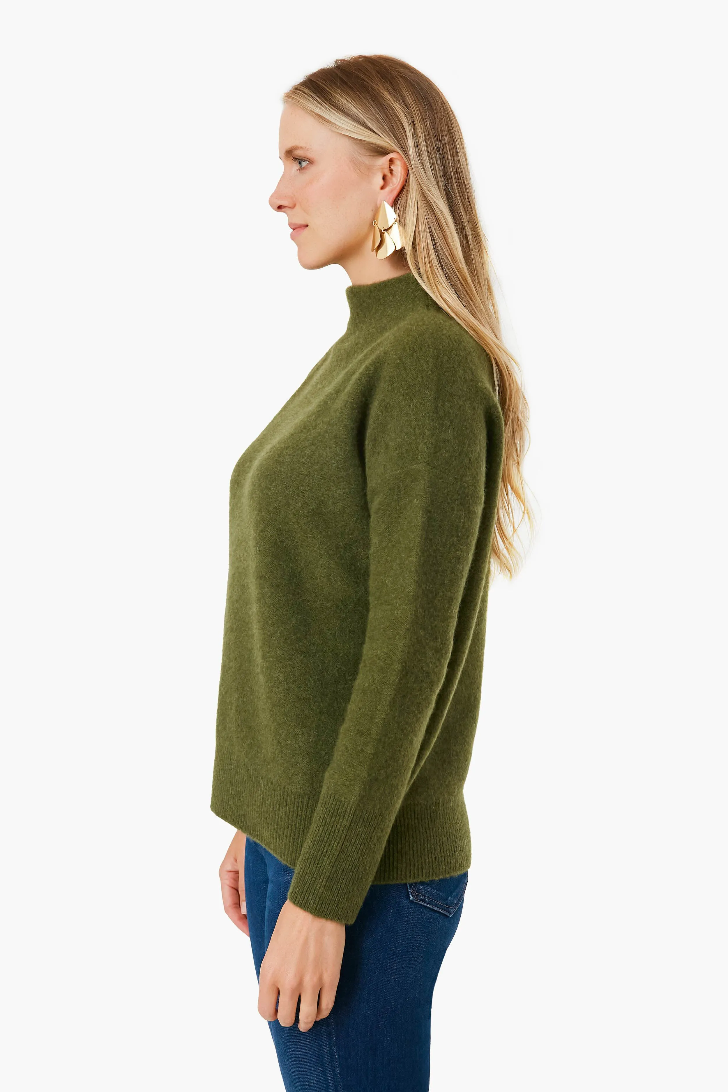 Heather Bay Leaf Funnel Neck Sweater