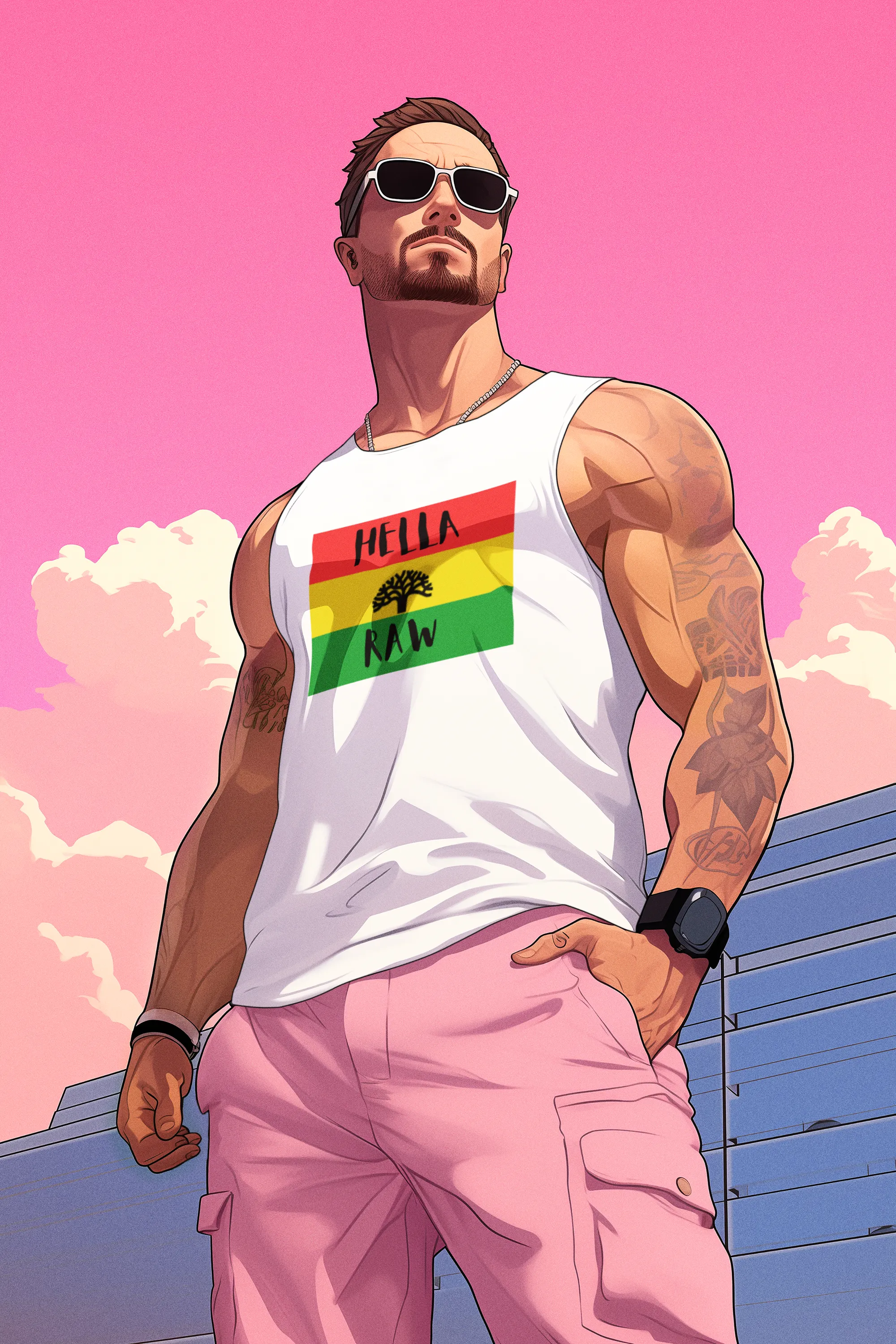Hella Raw Roots  Muscle Shirt