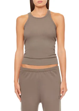 High Neck Fitted Tank - Clay