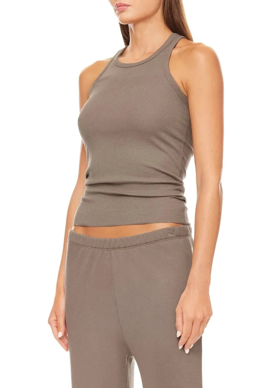 High Neck Fitted Tank - Clay