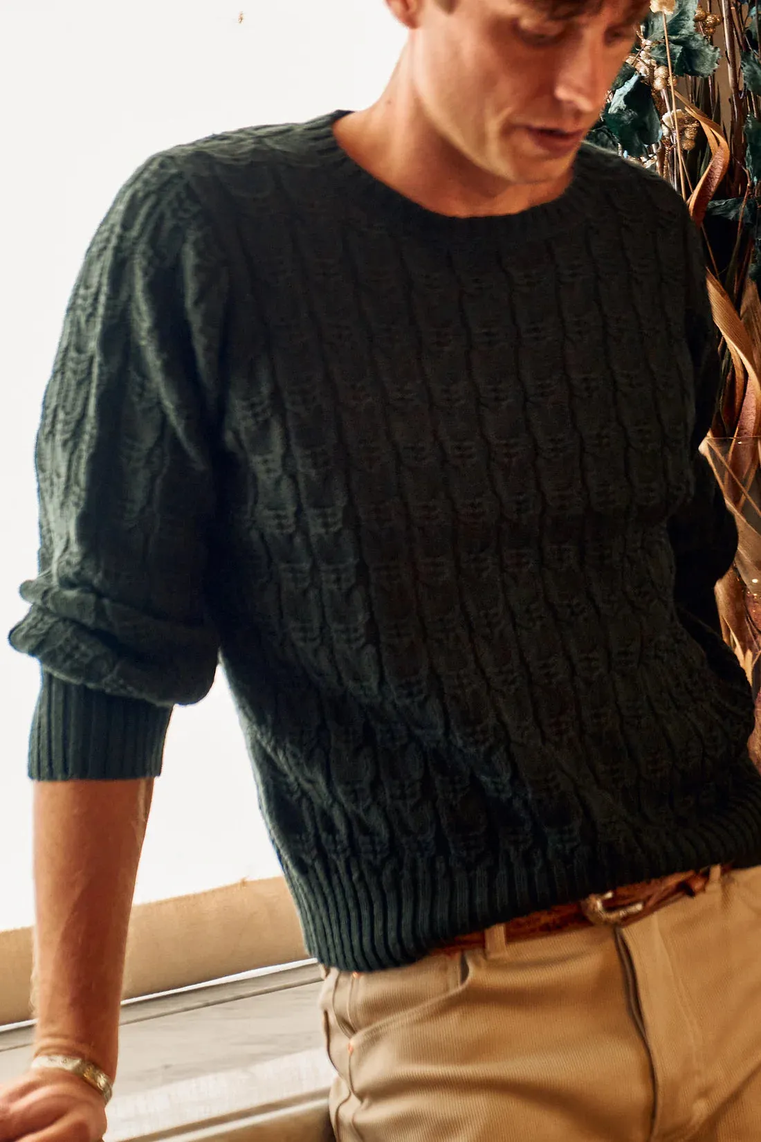 Highland Cableknit Crewneck Sweater