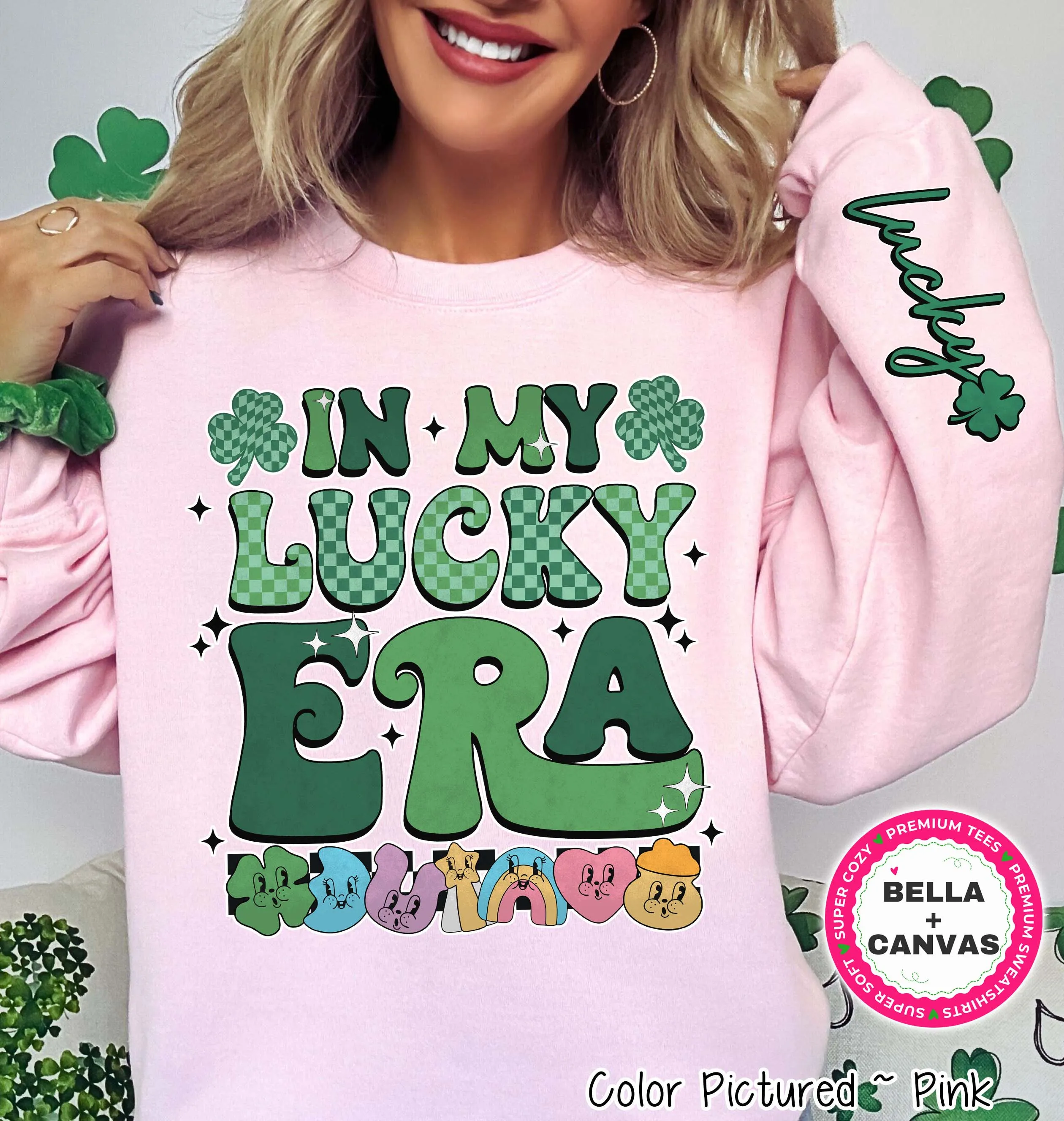 In My Lucky Era with Sleeve Print St Patricks Day Tee or Sweatshirt