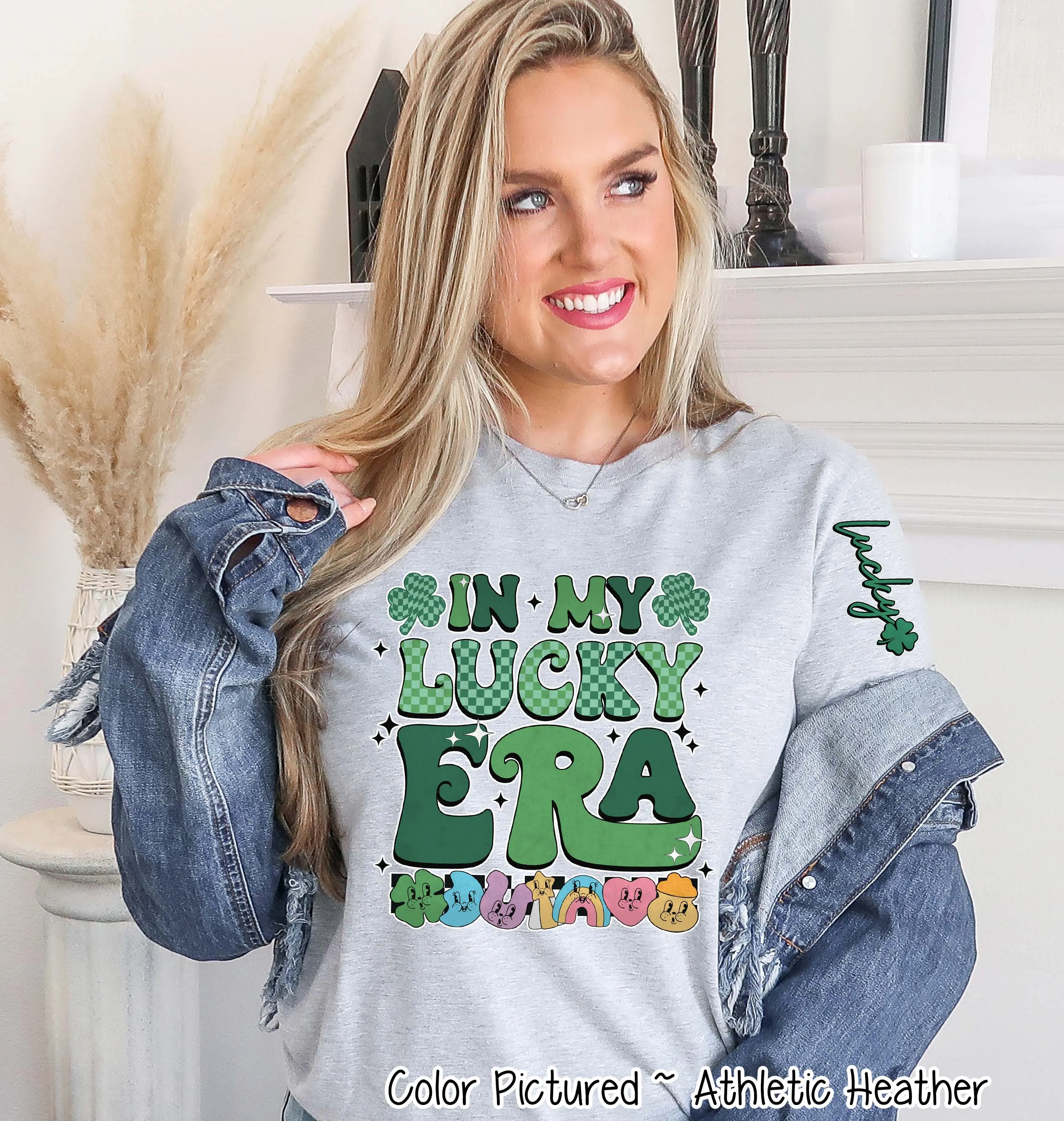 In My Lucky Era with Sleeve Print St Patricks Day Tee or Sweatshirt