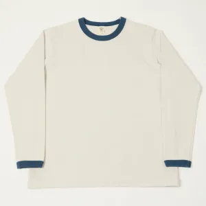 Jackman Dotsume LS Tee - Rosin White/Blue