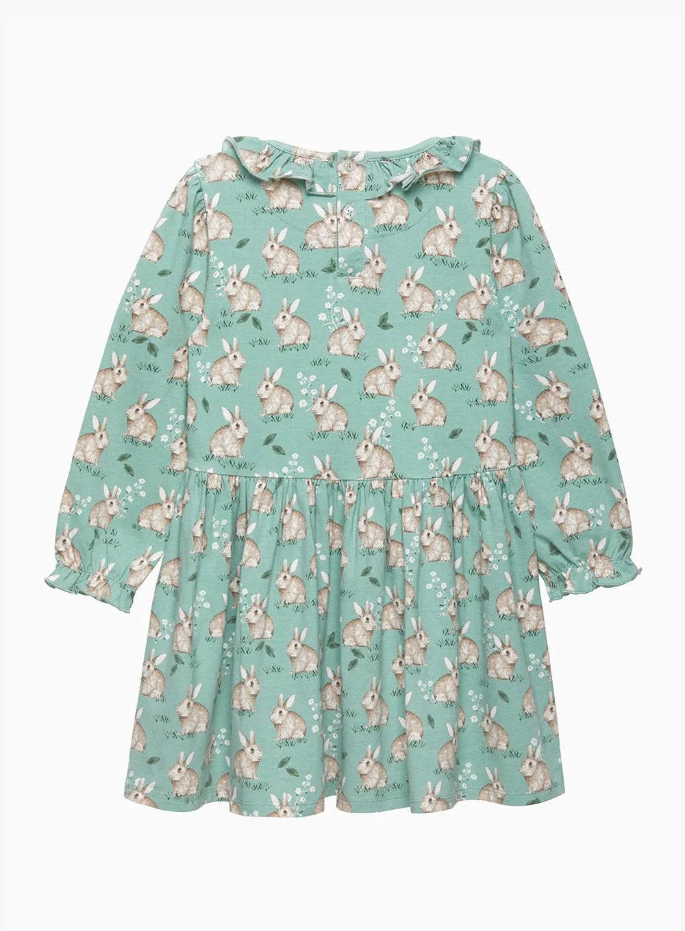 Jersey Dress in Pale Green Bunny