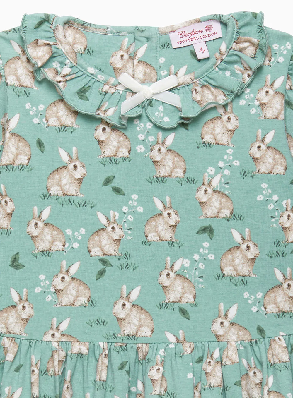 Jersey Dress in Pale Green Bunny