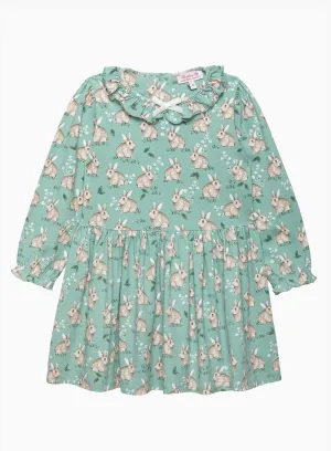 Jersey Dress in Pale Green Bunny