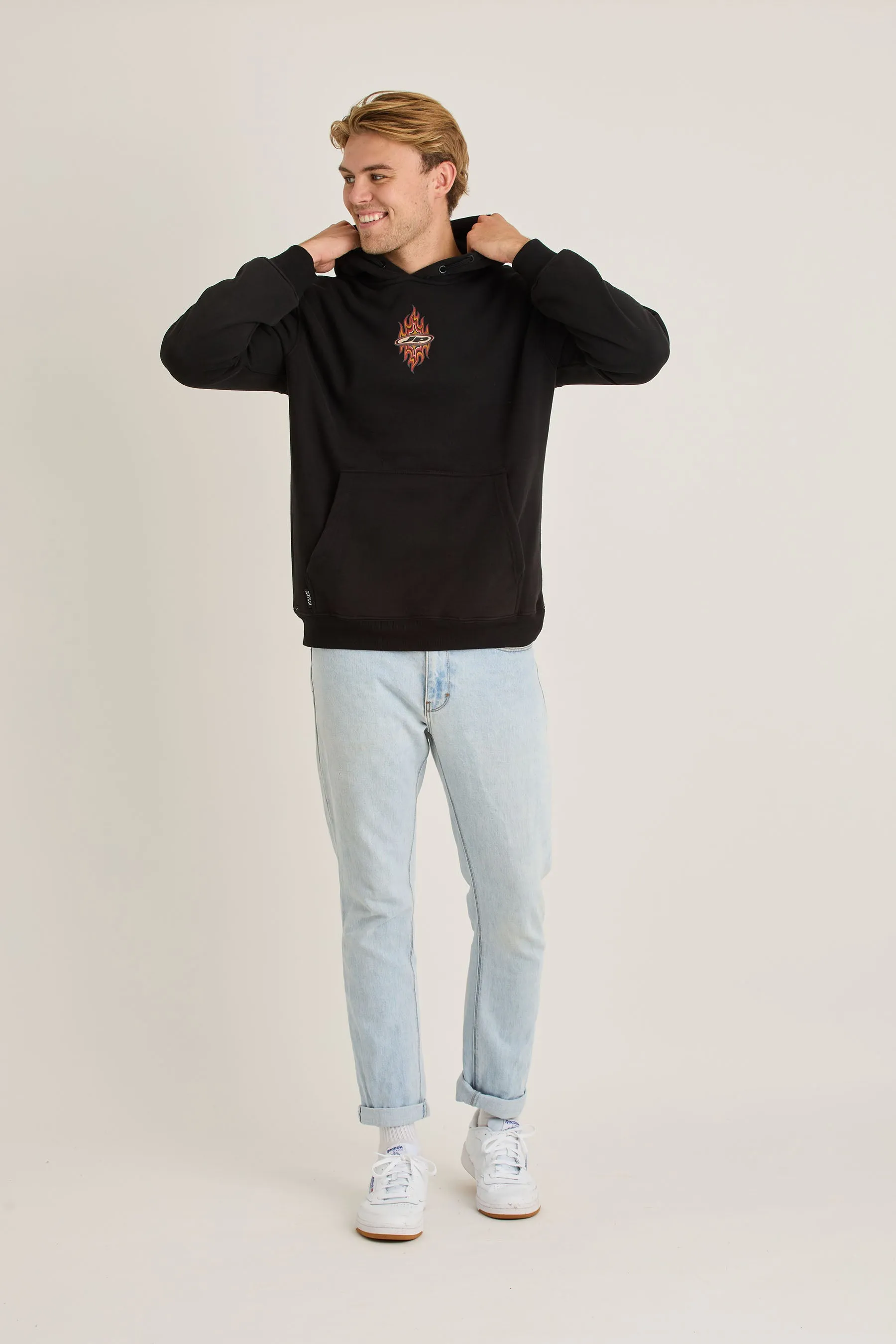 Jetpilot Flames Mens Pullover - Black Wash