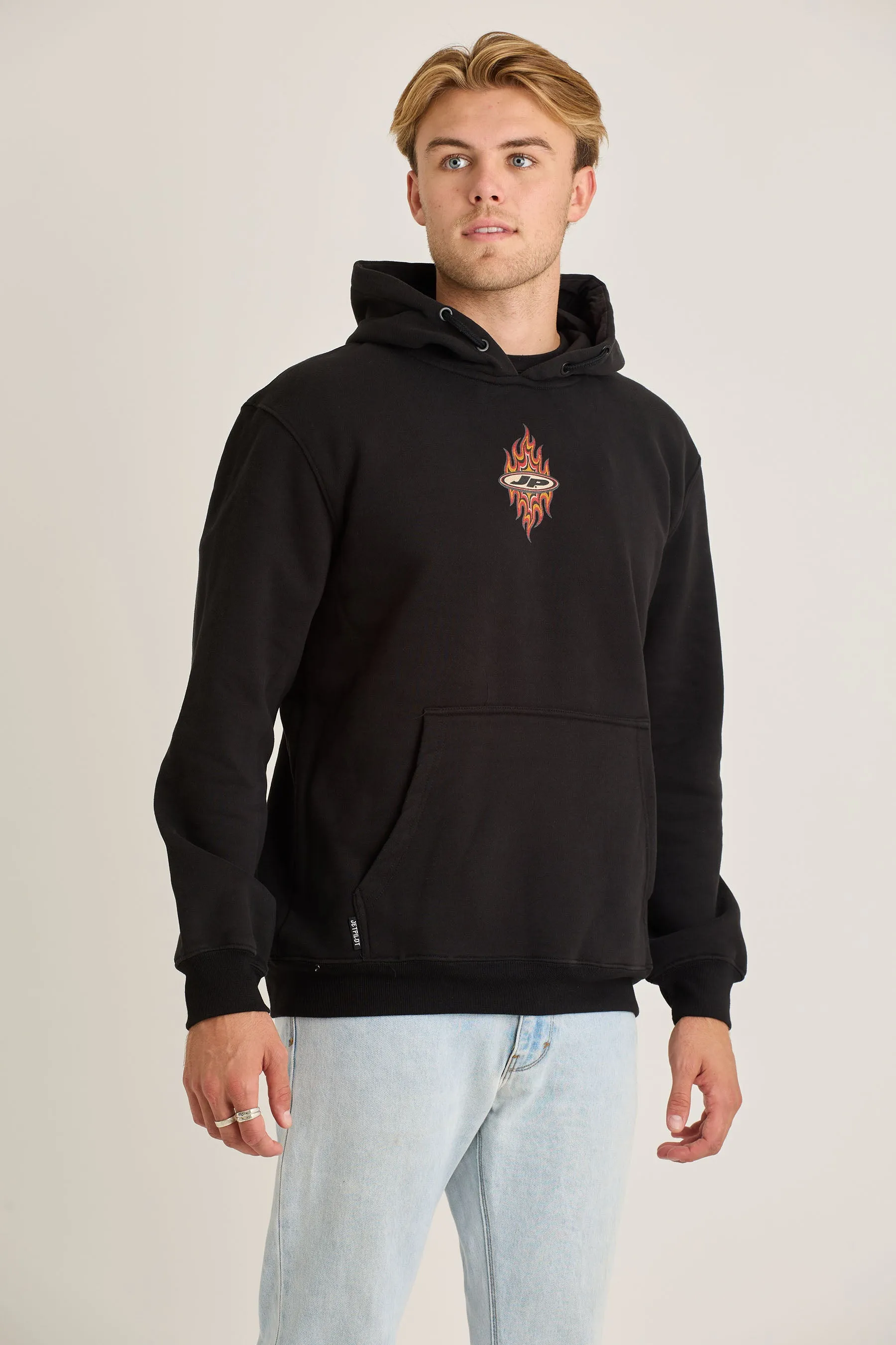 Jetpilot Flames Mens Pullover - Black Wash