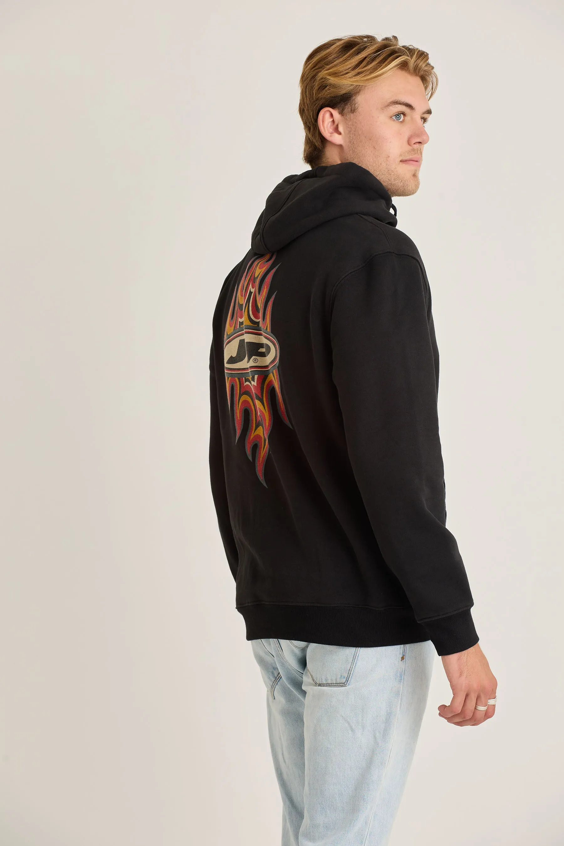 Jetpilot Flames Mens Pullover - Black Wash