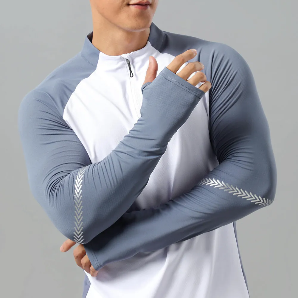 Jett Men's Long Sleeve Compression Shirt - Half Zip - Athletic Fit with Thumbholes
