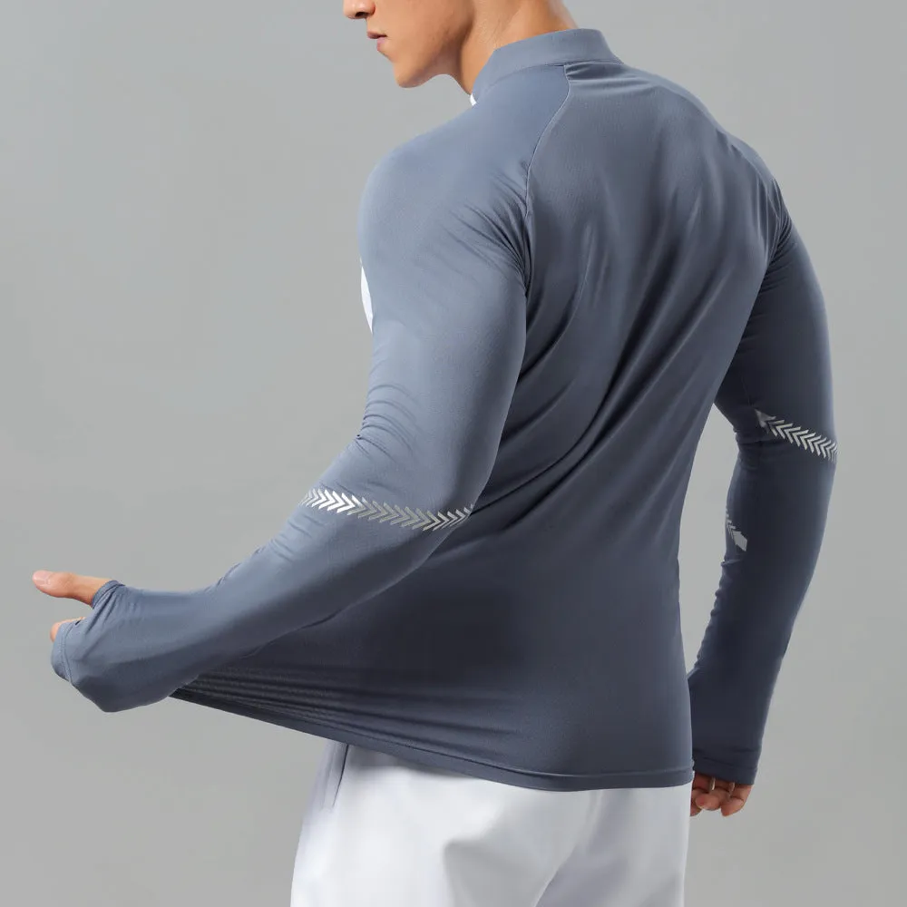 Jett Men's Long Sleeve Compression Shirt - Half Zip - Athletic Fit with Thumbholes