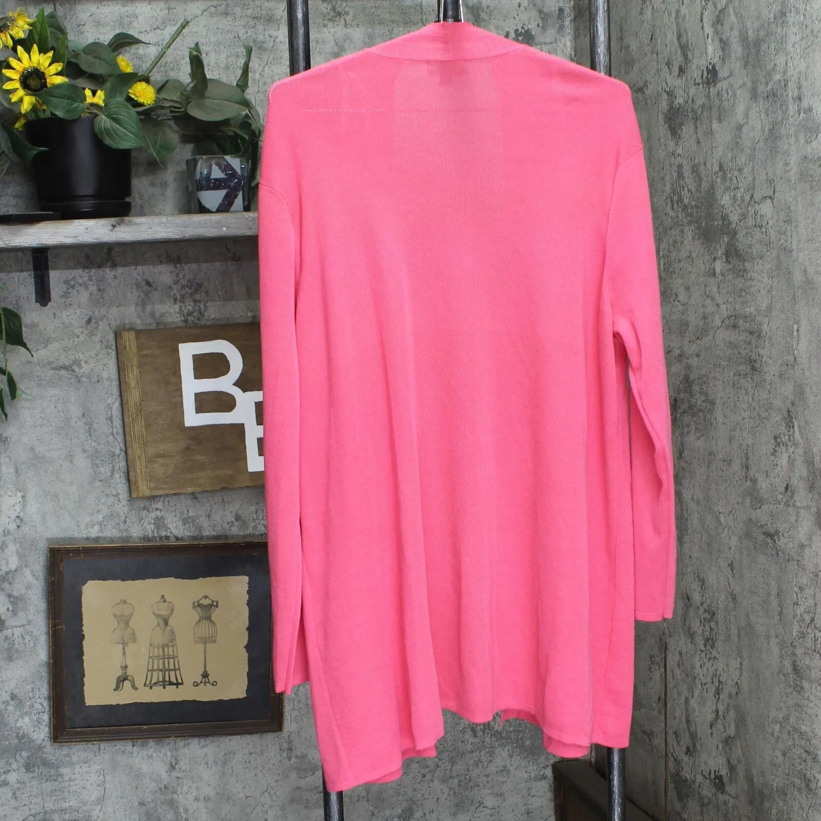 Jones New York Womens Plus Size Long Sleeve Open Front Cardigan Sweater Pink 3X