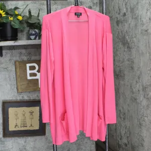 Jones New York Womens Plus Size Long Sleeve Open Front Cardigan Sweater Pink 3X