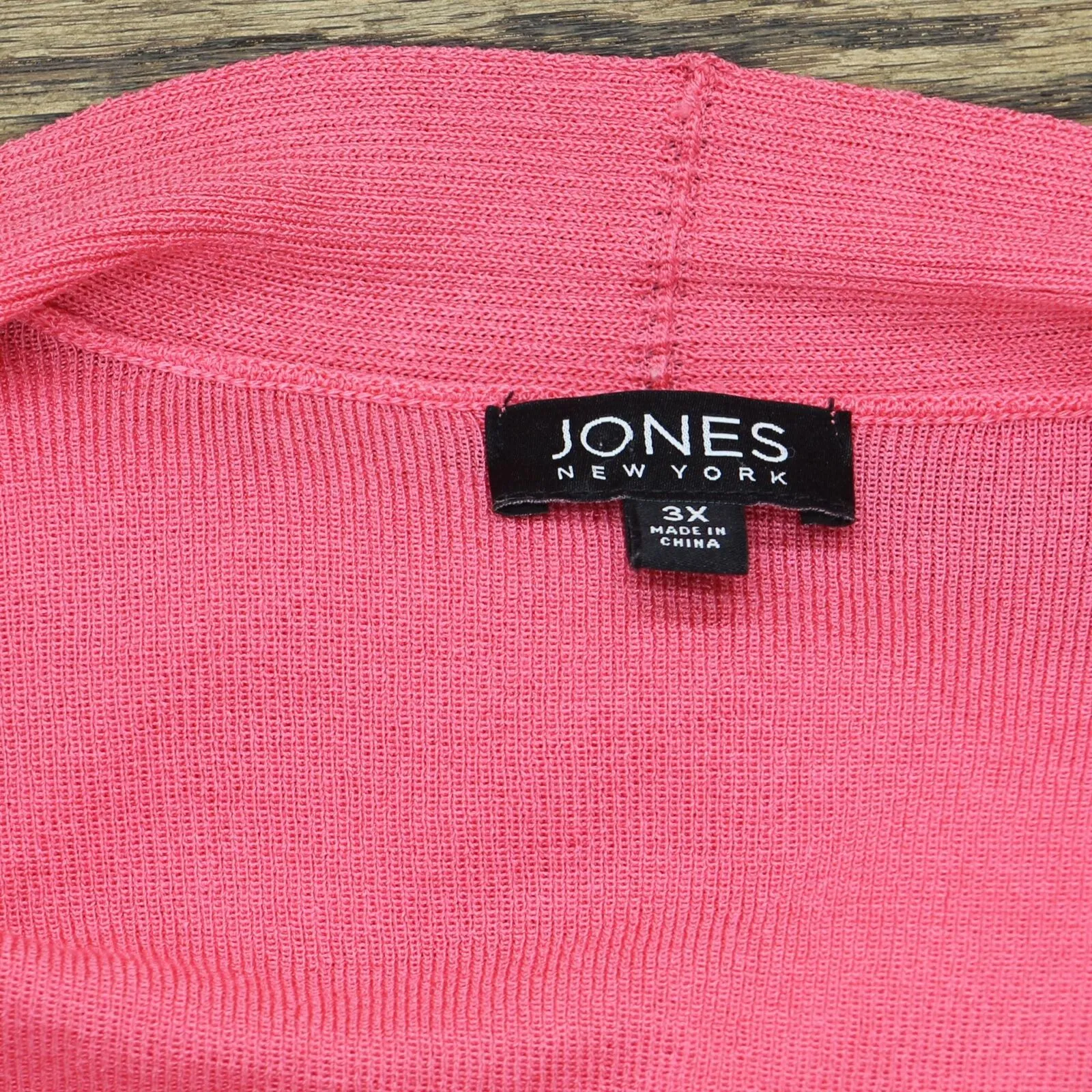 Jones New York Womens Plus Size Long Sleeve Open Front Cardigan Sweater Pink 3X