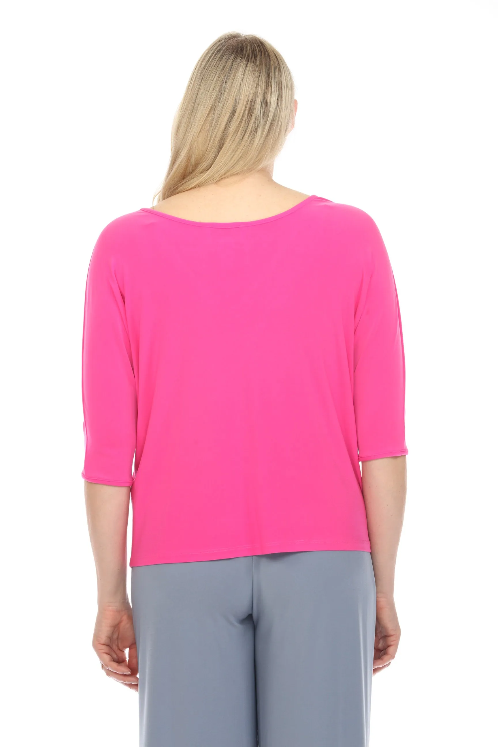 Joseph Ribkoff Boxy V-Neck 3/4 Dolman Sleeve Top 241044