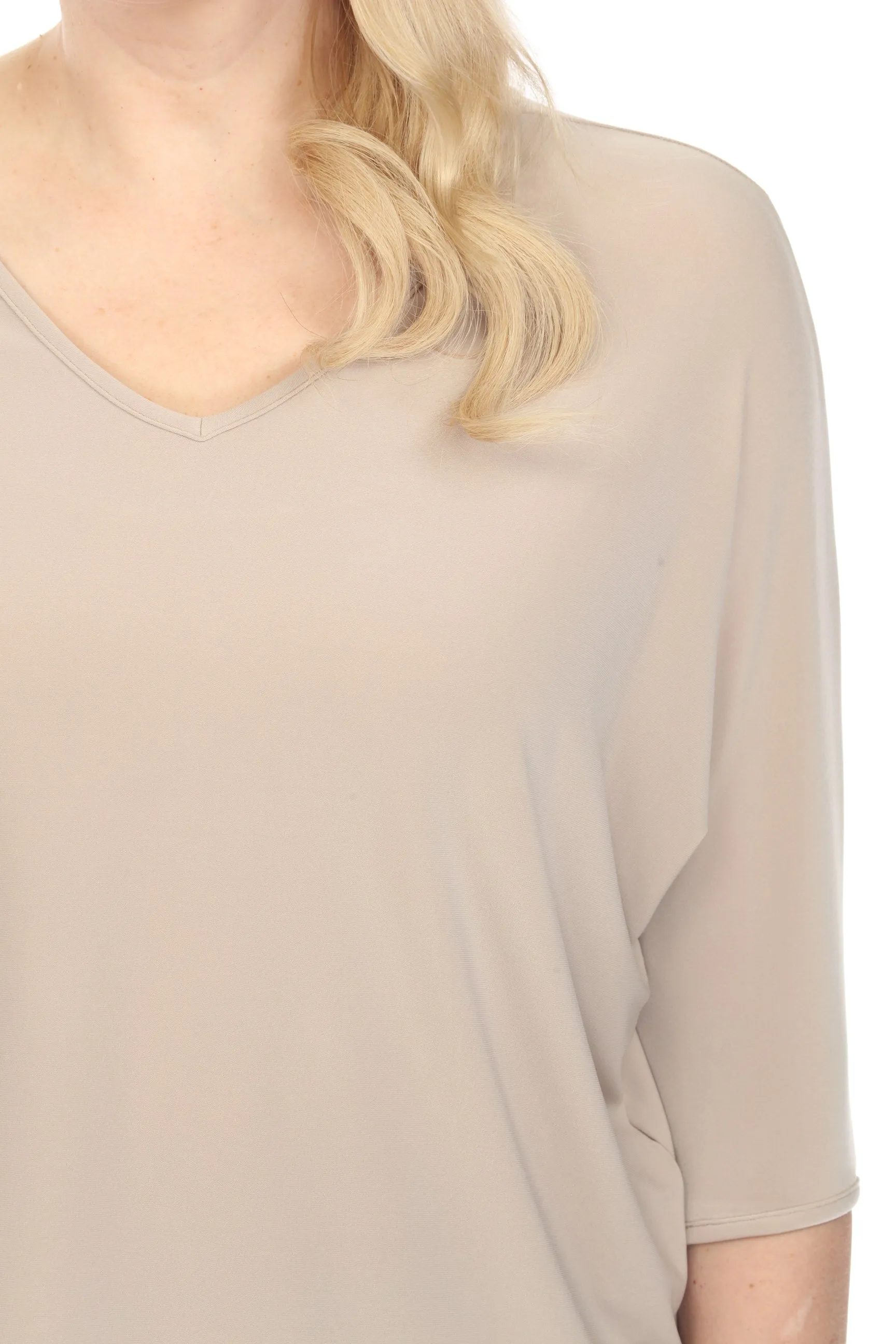 Joseph Ribkoff Boxy V-Neck 3/4 Dolman Sleeve Top 241044