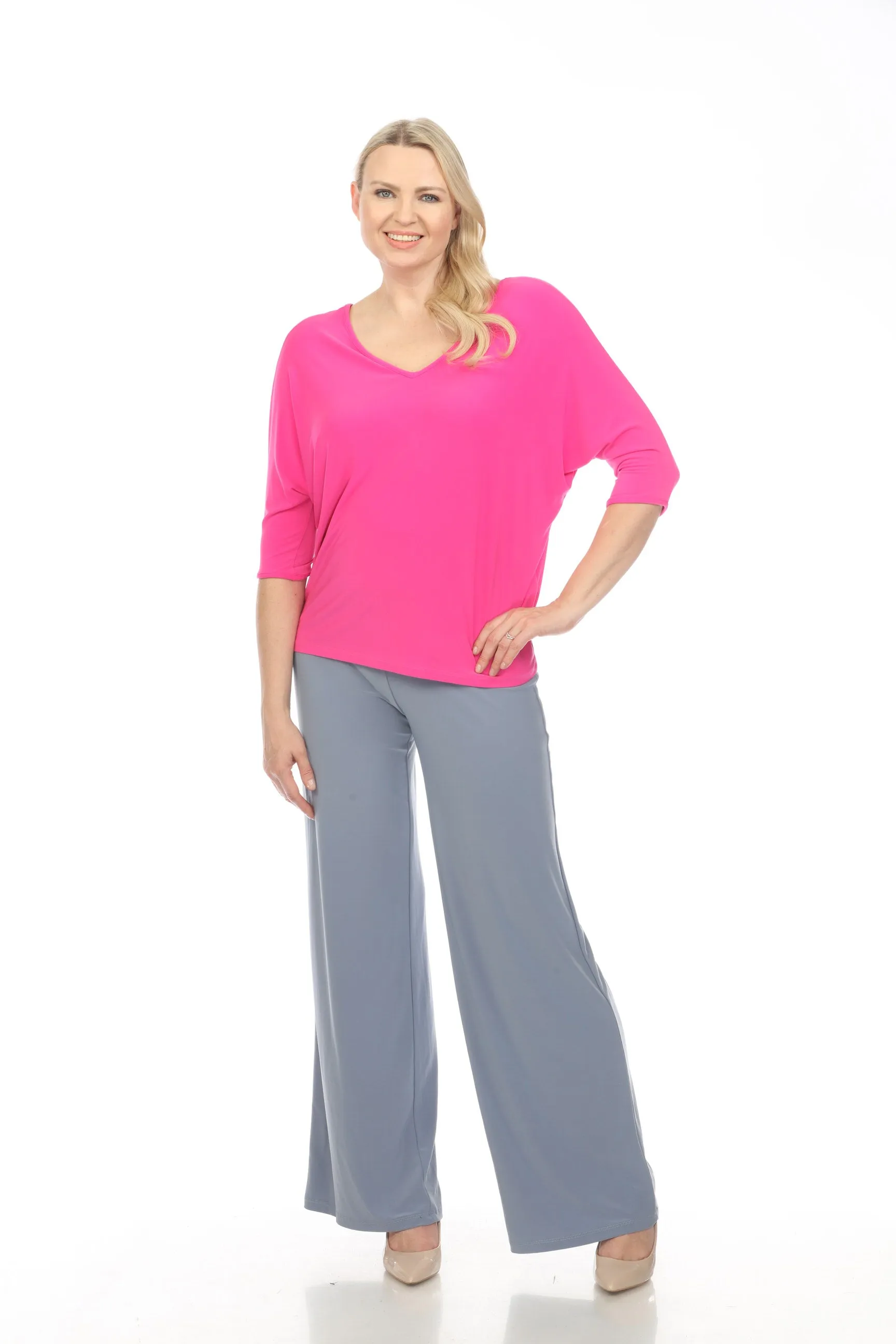 Joseph Ribkoff Boxy V-Neck 3/4 Dolman Sleeve Top 241044