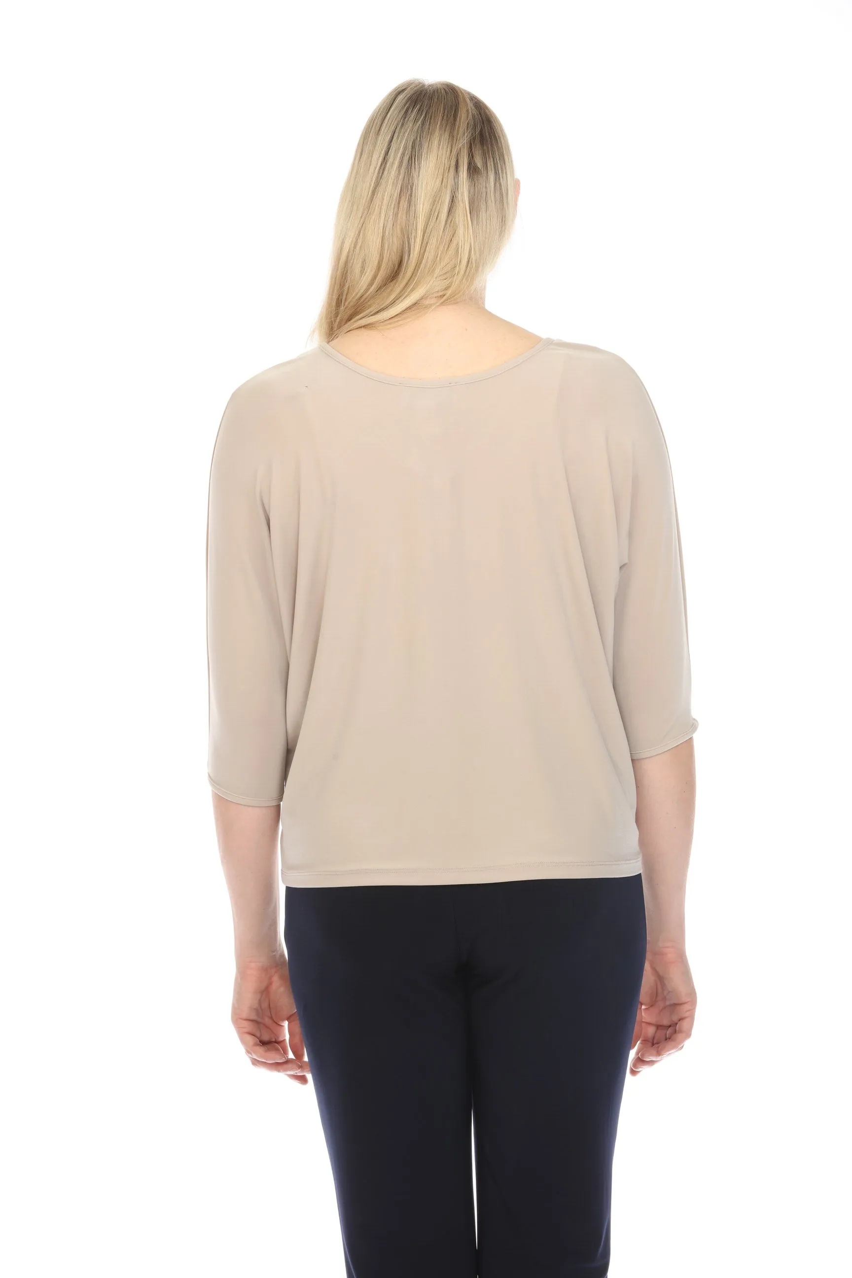 Joseph Ribkoff Boxy V-Neck 3/4 Dolman Sleeve Top 241044