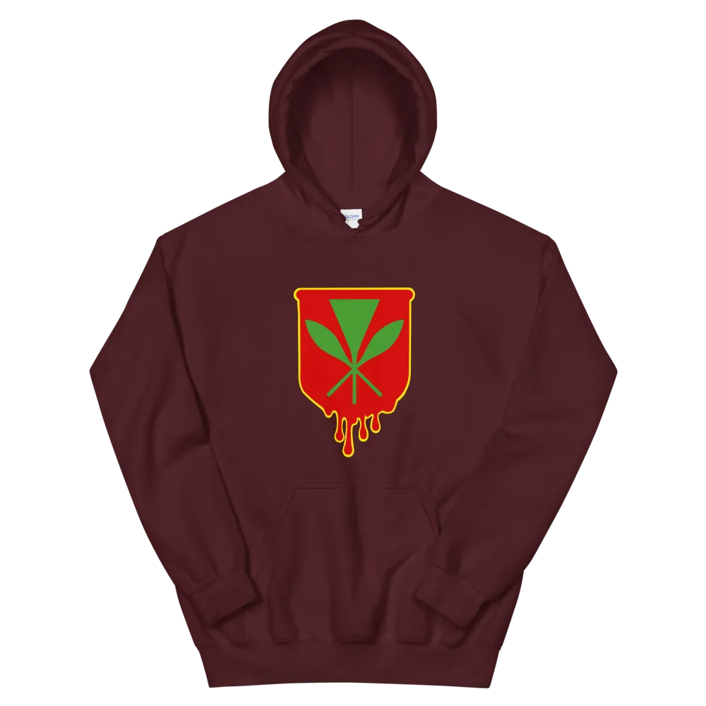 Kanaka Maoli Crest - Red with Yellow Border *ADULT HOODIE*