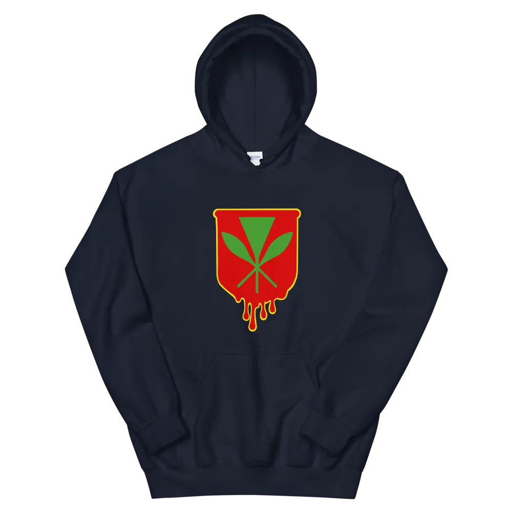 Kanaka Maoli Crest - Red with Yellow Border *ADULT HOODIE*