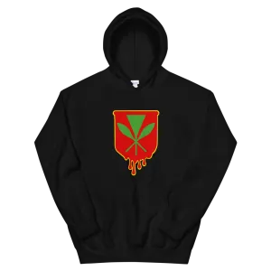 Kanaka Maoli Crest - Red with Yellow Border *ADULT HOODIE*
