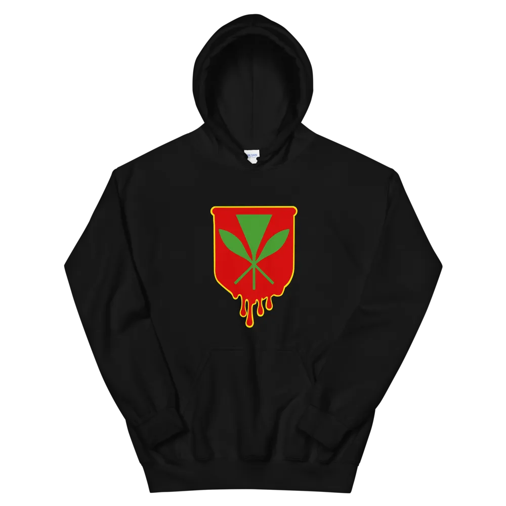Kanaka Maoli Crest - Red with Yellow Border *ADULT HOODIE*